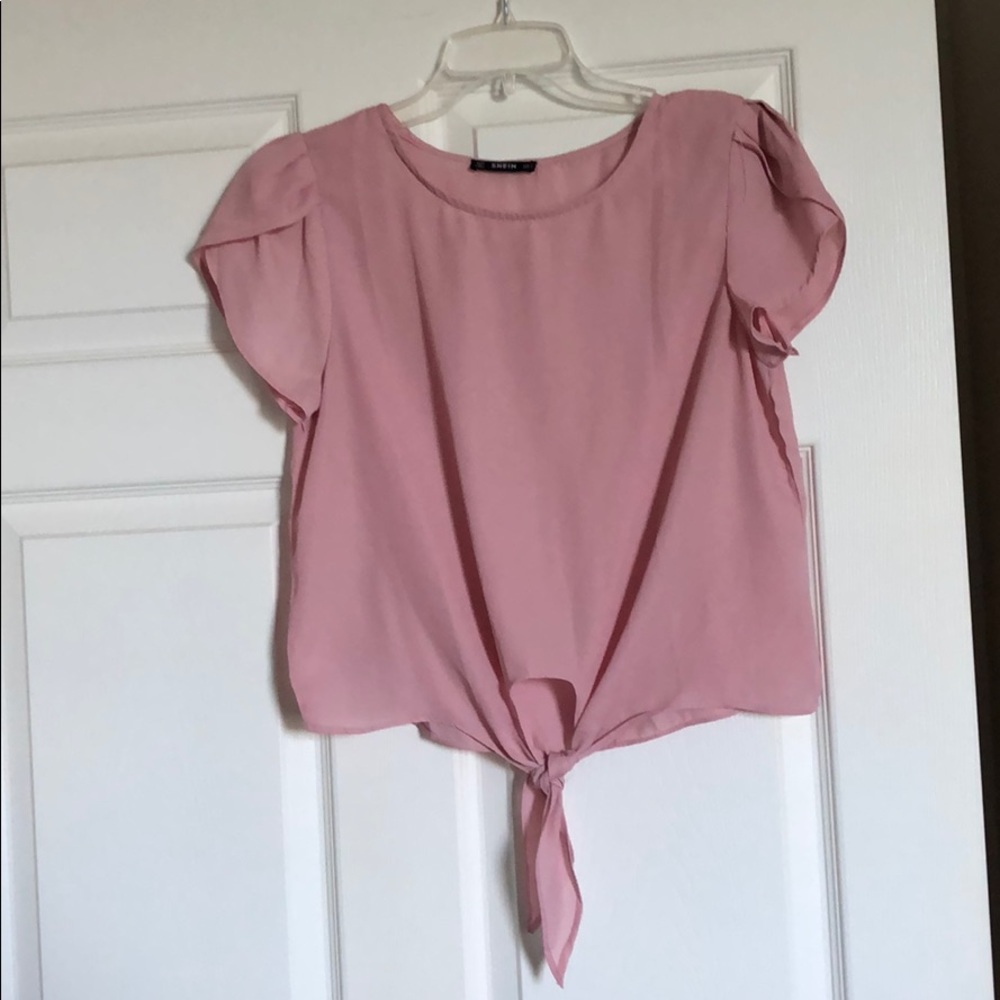 Pink Front Tie Blouse